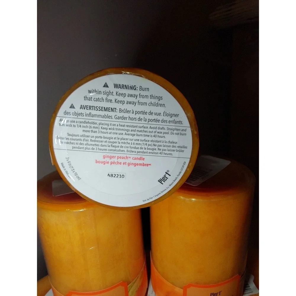 6 Lot Pier 1 Scented Pillar Candle Ginger Peach Rare 3